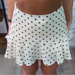 NWT Altar'd State Cream and Black Ruffled Skater Skorts Size Medium